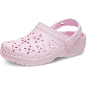 imageCrocs UnisexChild Classic Clogs with Floral Cut Out Design Kids and Toddler ShoesPink Milk