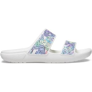 imageCrocs Mens Classic Slide SandalsWhiteMulti Butterfly