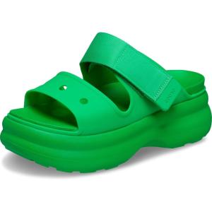 imageCrocs Womens Soho TwoStrap Sandals  24 Inch Platform  LiteRide SinkIn Footbed  Adjustable Upper StrapGreen Strike