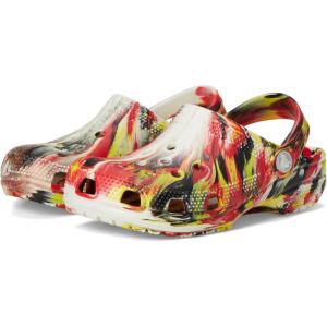 imageCrocs UnisexChild Classic Watercolor Marbled ClogVarsity RedMulti Glow in the Dark