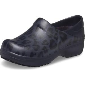imageCrocs Womens Neria Pro II Work Clogs  Enclosed Toe  Slip Resistant  All Day ComfortBlackLeopard
