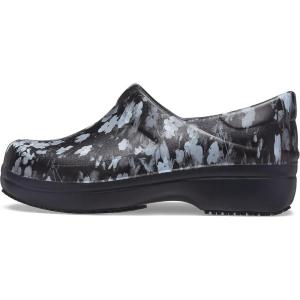 imageCrocs Womens Neria Pro II Work Clogs  Enclosed Toe  Slip Resistant  All Day ComfortWhiteBlack Floral