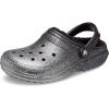imageCrocs Unisex Classic Glitter Lined Clogs  Fuzzy Slippers BlackSilver 8 Women6 Men