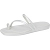 image:imageCrocs Womens Miami Toe Loop Sandals  Square Toe Flat  Flexible Straps  Croslite Foam FootbedMetallic Silver