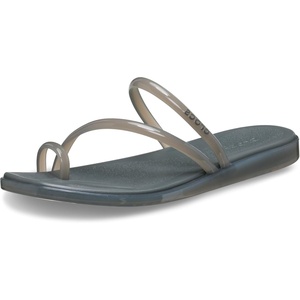 image:imageCrocs Womens Miami Toe Loop Sandals  Square Toe Flat  Flexible Straps  Croslite Foam FootbedCarbon Jelly