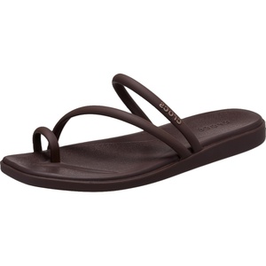 image:imageCrocs Womens Miami Toe Loop Sandals  Square Toe Flat  Flexible Straps  Croslite Foam FootbedCoffee