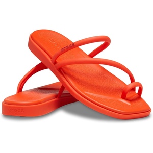 image:imageCrocs Womens Miami Toe Loop Sandals  Square Toe Flat  Flexible Straps  Croslite Foam FootbedLava