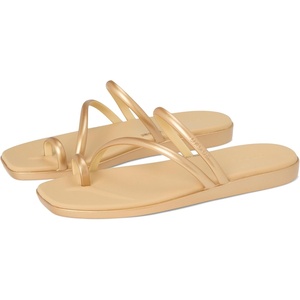 image:imageCrocs Womens Miami Toe Loop Sandals  Square Toe Flat  Flexible Straps  Croslite Foam FootbedMetallic Gold