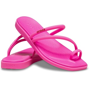 image:imageCrocs Womens Miami Toe Loop Sandals  Square Toe Flat  Flexible Straps  Croslite Foam FootbedPink Crush