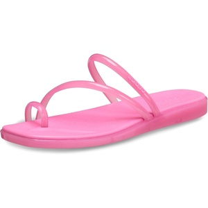 image:imageCrocs Womens Miami Toe Loop Sandals  Square Toe Flat  Flexible Straps  Croslite Foam FootbedPink Lemonade Jelly